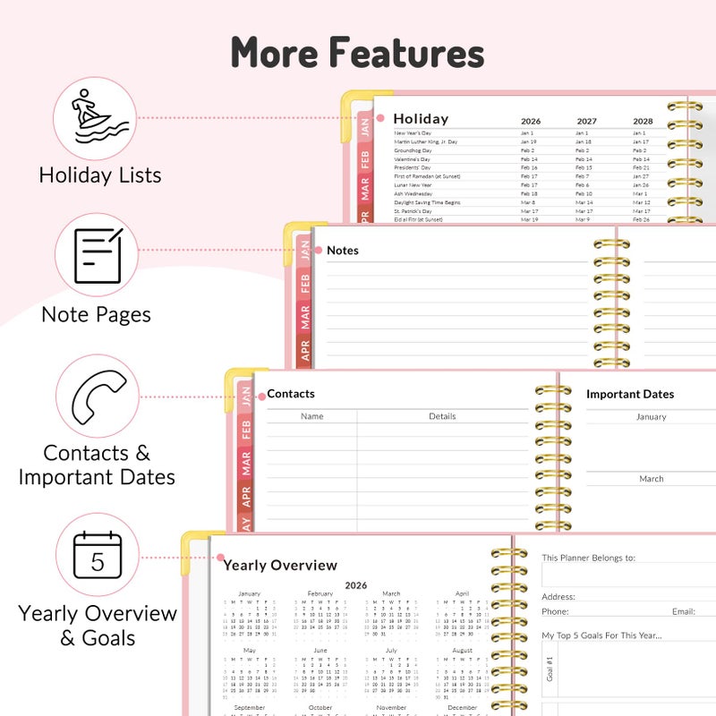 Forvencer Planner 2026-2027, 18 Month Weekly and Monthly Calendar Planner, Jan 2026 -June 2027, 8.5"" x 11"", Daily Agenda Book with Tabs, College School Supplies for Student Teacher Home, A4, Black - Image 5